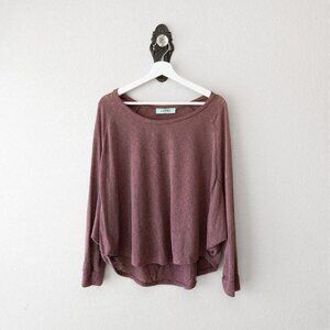 Karlie L Oversized Batwing Knit Top Mauve Long Sleeve Hi Low Dolman